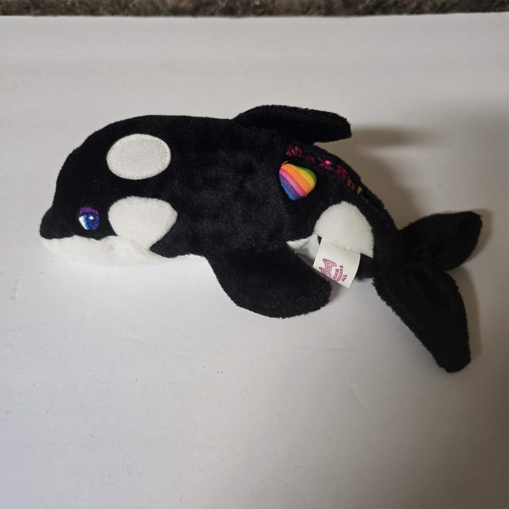 Vintage 1998 Lisa Frank Max Splash Orca Whale Plush Beanie Stuffins